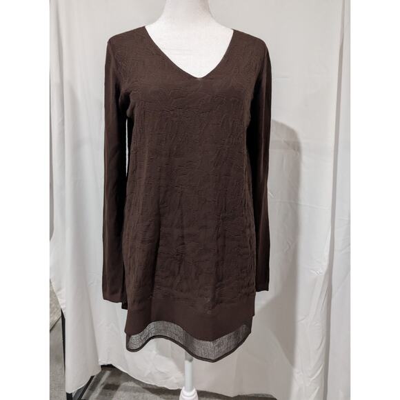 D. Exterior Women's Size Medium Made In Italy Brown Tunic Top Shirt Cotton EUC - Picture 1 of 16